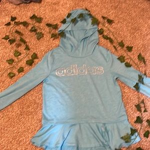 M Blue Adidas hoodie with Flowey bottom